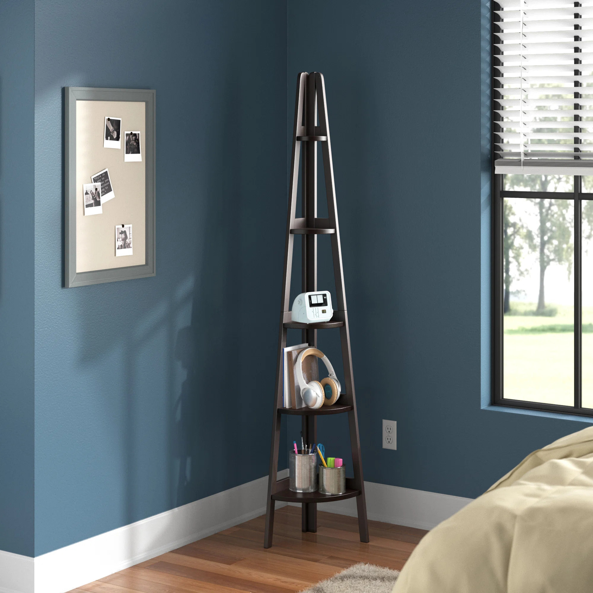 Velianna 72" H x 14.25" W Solid Wood Corner Bookcase | Wayfair North America