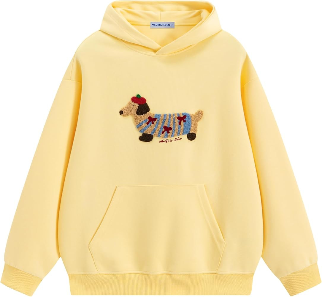 Aelfric Eden Cartoon Dog Hoodie Couple Hooded Sweatshirt Long Sleeve Pullover Oversized Hoodies 2... | Amazon (US)