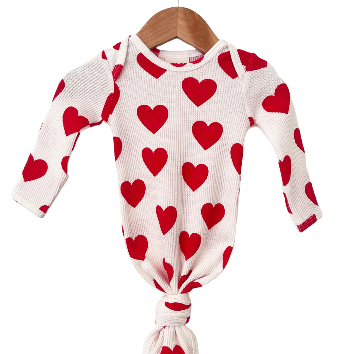 Organic Waffle Knotted Gown, Red Heart | SpearmintLOVE