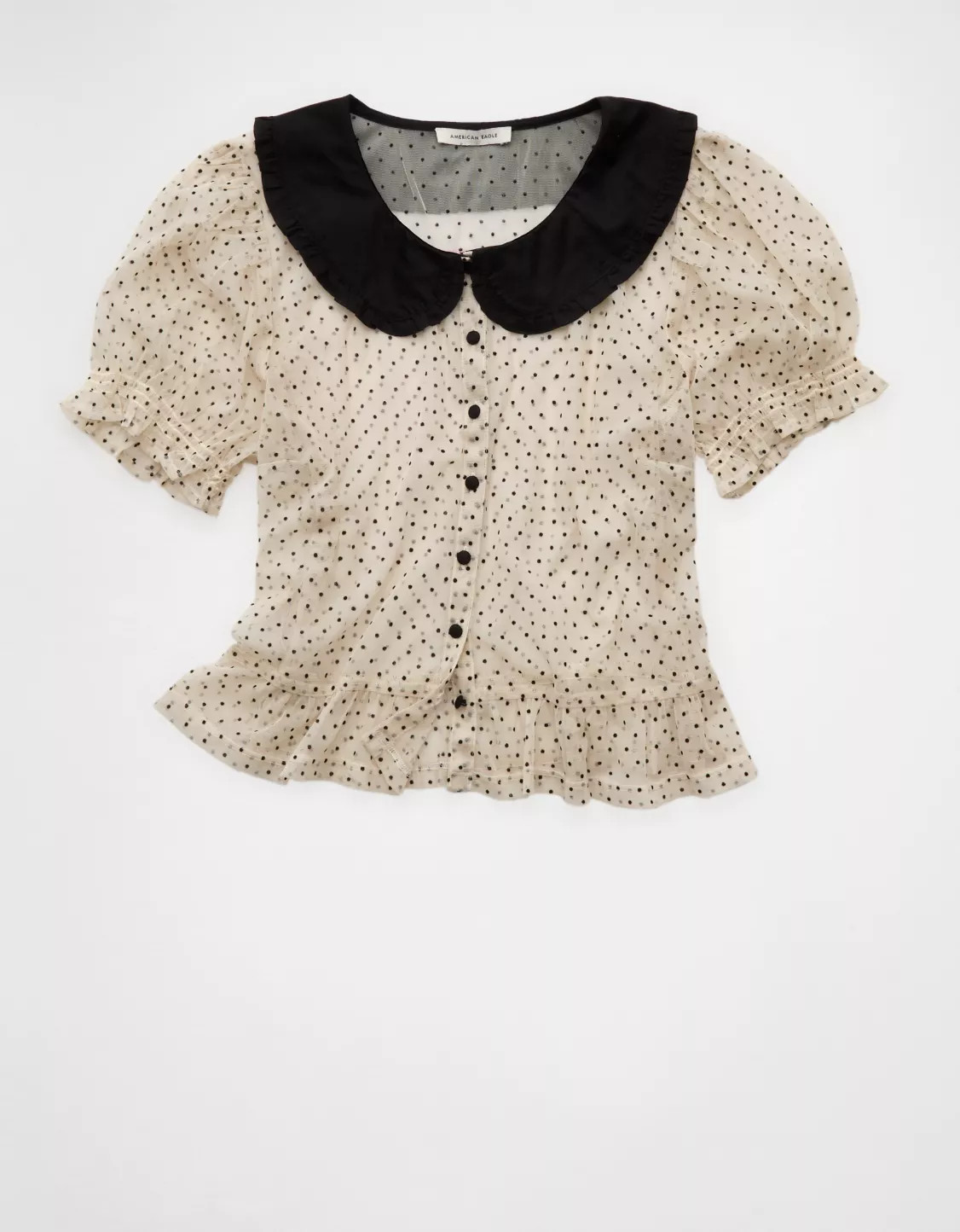 AE Short Sleeve Sheer Blouse | American Eagle Outfitters (US & CA)