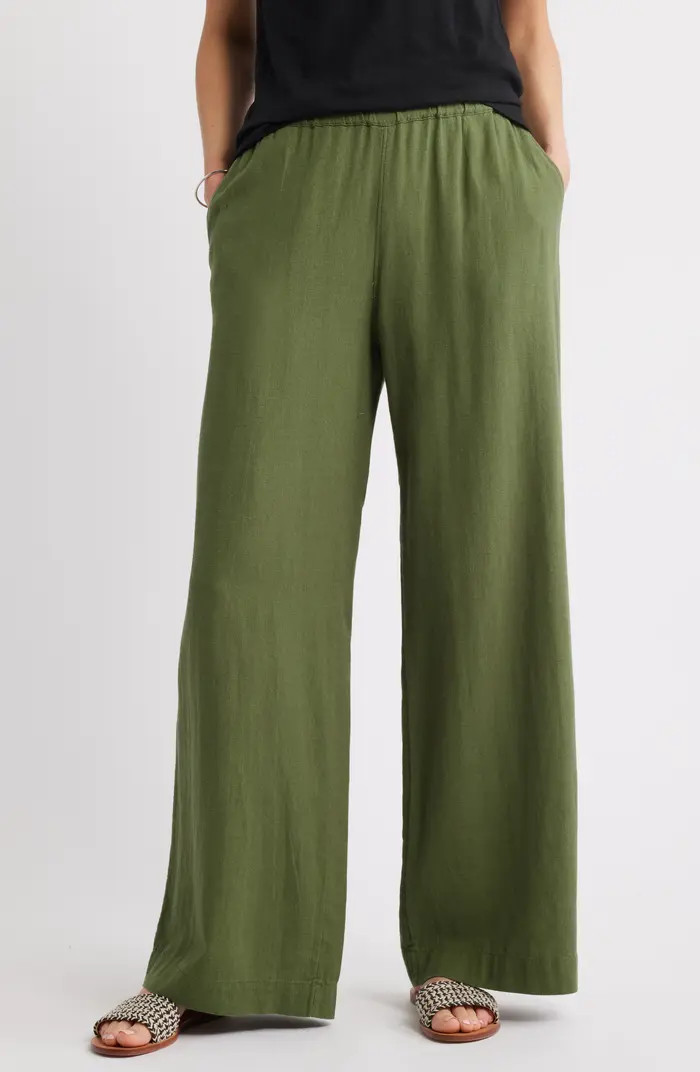 Caslon® Wide Leg Pull-On Linen Blend Pants | Nordstromrack | Nordstrom Rack