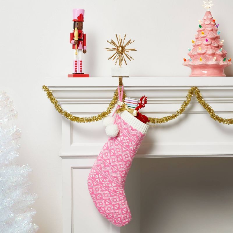 20" Fair Isle Knit Christmas Stocking with Pompoms - Wondershop™ | Target
