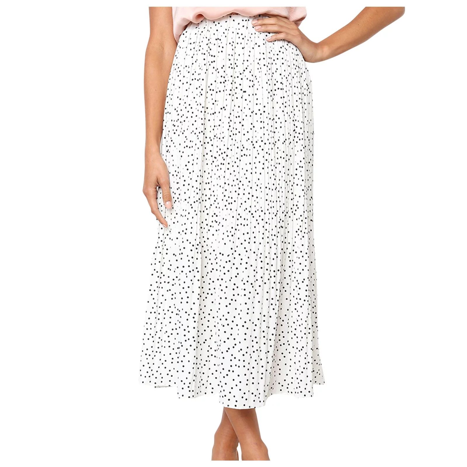 Womens Dresses Women's Casual Elegant High Waist Polka Dot Pleated Skirt Midi Maxi Swing Skirt Wo... | Walmart (US)