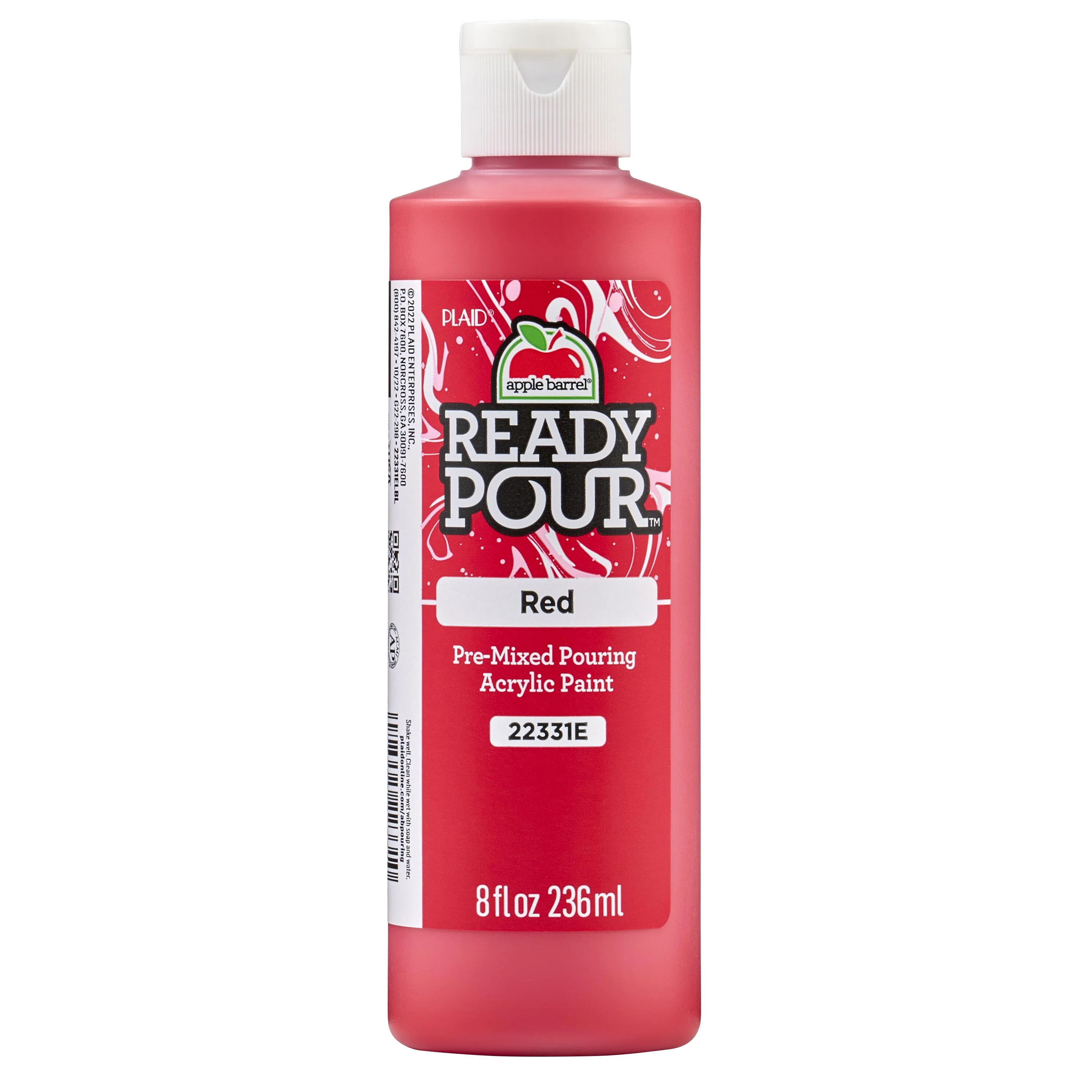 Apple Barrel Ready Pour Pre-Mixed Pouring Acrylic Craft Paint, Red, 8 fl oz | Walmart (US)