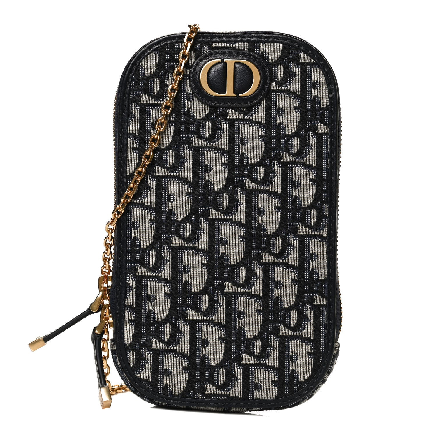 CHRISTIAN DIOR Oblique 30 Montaigne Phone Holder Blue | FASHIONPHILE | Fashionphile