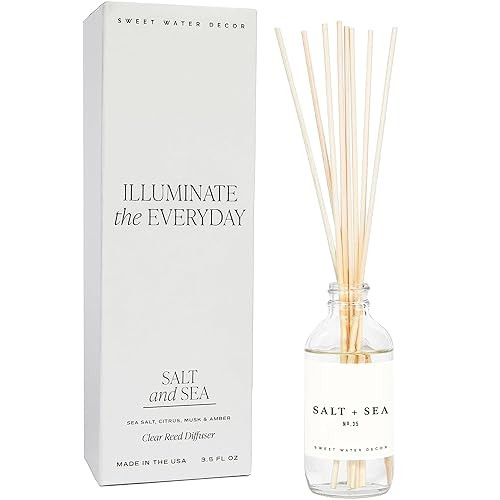 Sweet Water Decor Salt & Sea Reed Diffuser Set - Sea Salt Citrus & Musk Amber Scent Diffuser - Re... | Amazon (US)