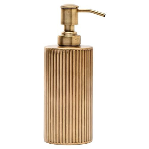 Pigeon and Poodle Redon Modern Antique Brass Ribbed Metal Soap Pump - Small | Kathy Kuo Home