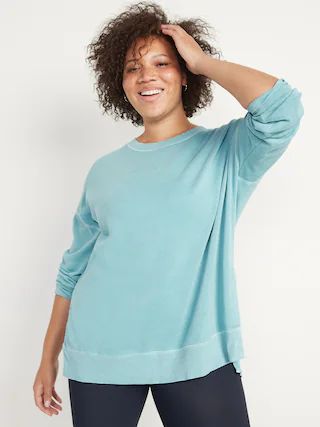 Vintage Long-Sleeve Garment-Dyed French-Terry Tunic Sweatshirt for Women | Old Navy (US)