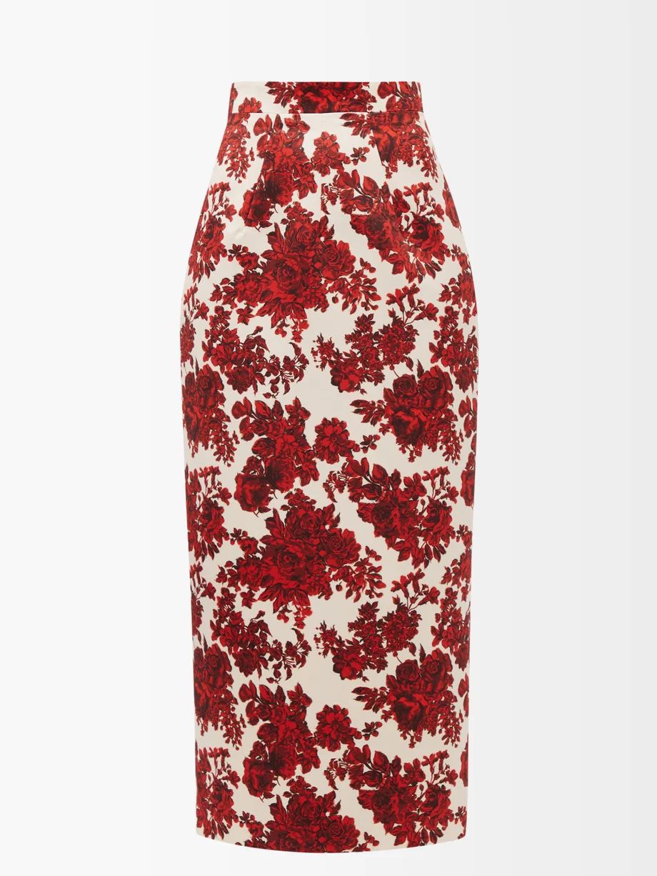 Lorinda floral-print taffeta pencil skirt | Matches (US)