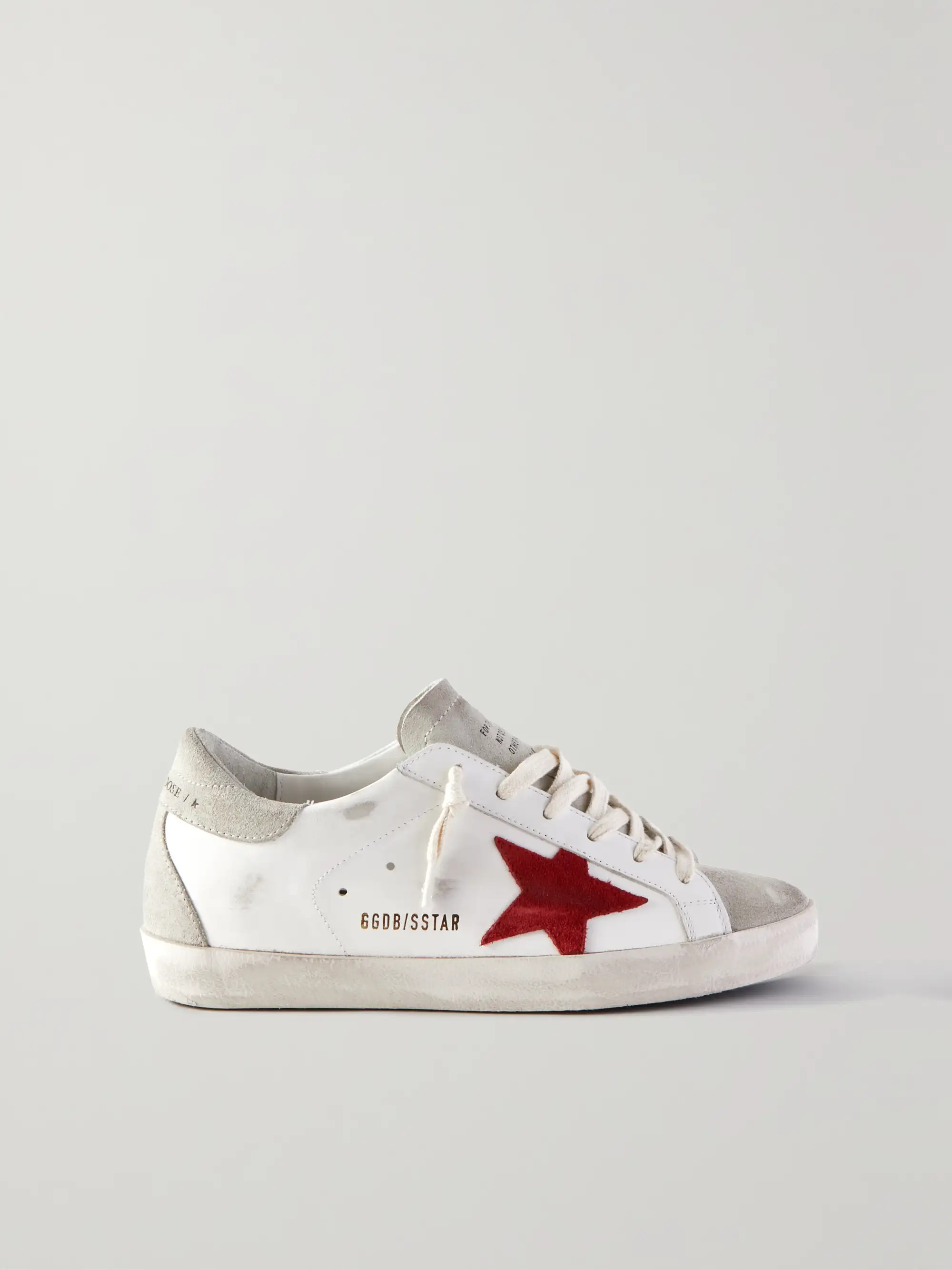 Superstar distressed leather and suede sneakers | NET-A-PORTER (UK & EU)