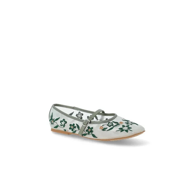 Time and Tru Women's Floral Mesh Mary Janes - Walmart.com | Walmart (US)