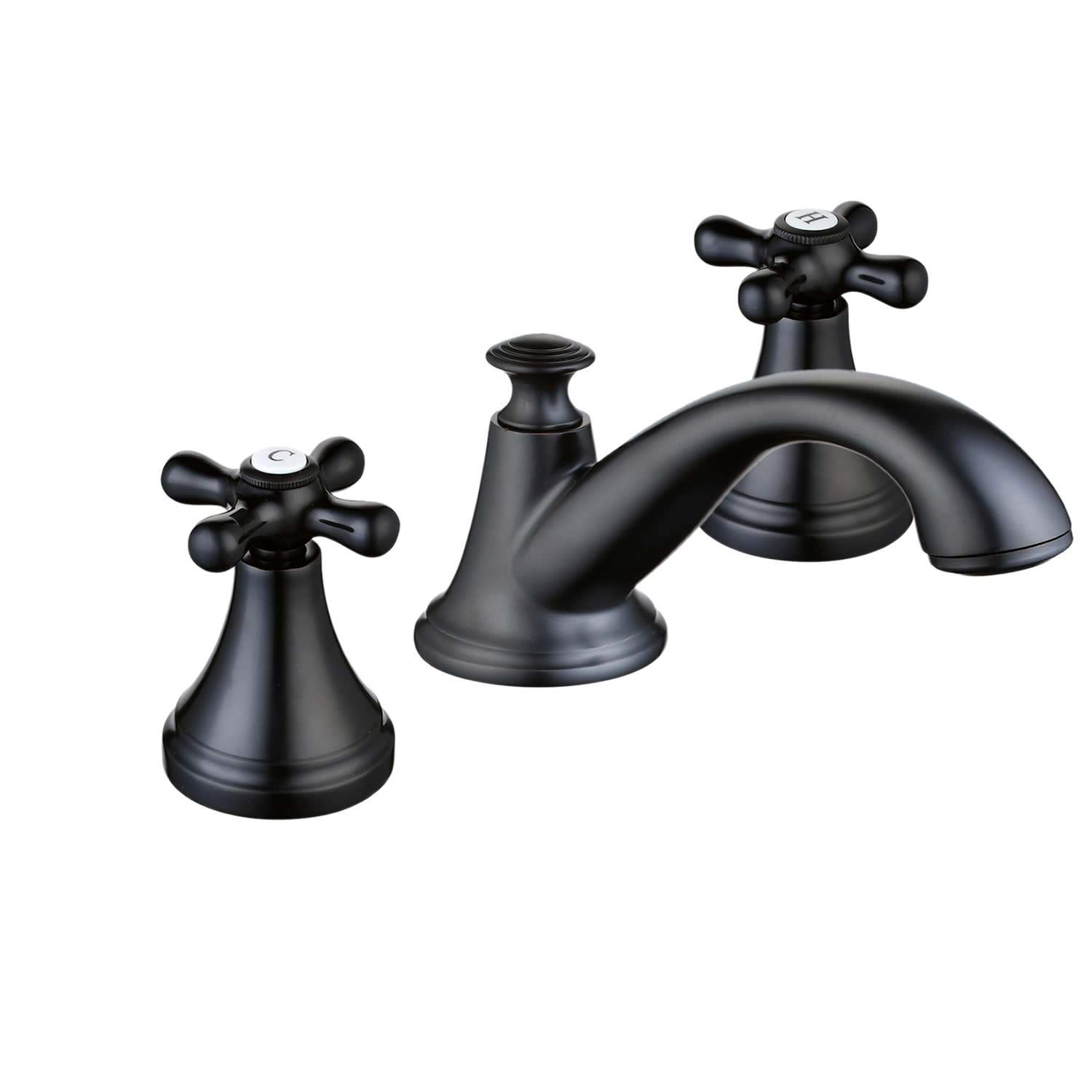 8 inch Widespread Bathroom Faucet 3 Hole Black Sink Faucet, Beelee 2 Handle Vessel Sink Faucet ,BL30 | Amazon (US)