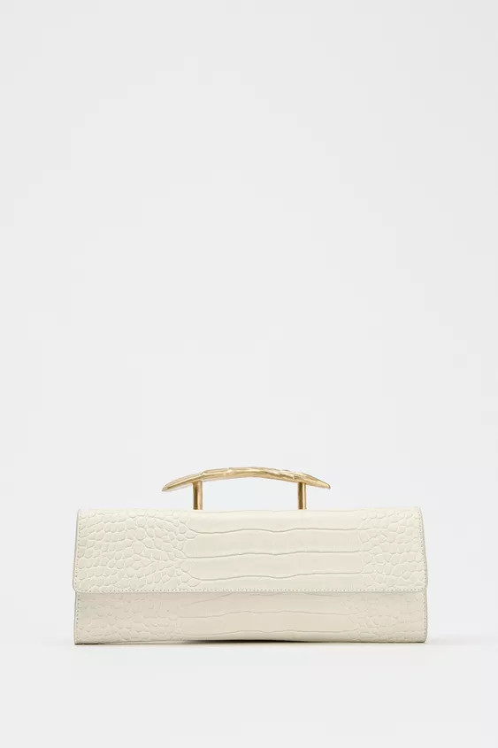CLUTCH BAG GOLD METAL HANDLE | Zara UK