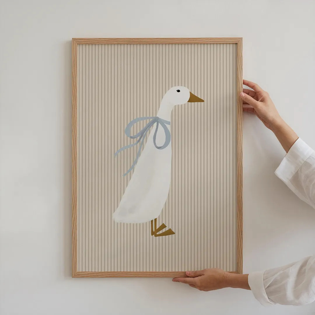 Girl's Duck Art Print Cottagecore Nursery Duck Printable Farm Nursery Decor Blue Coquette Room De... | Etsy (US)