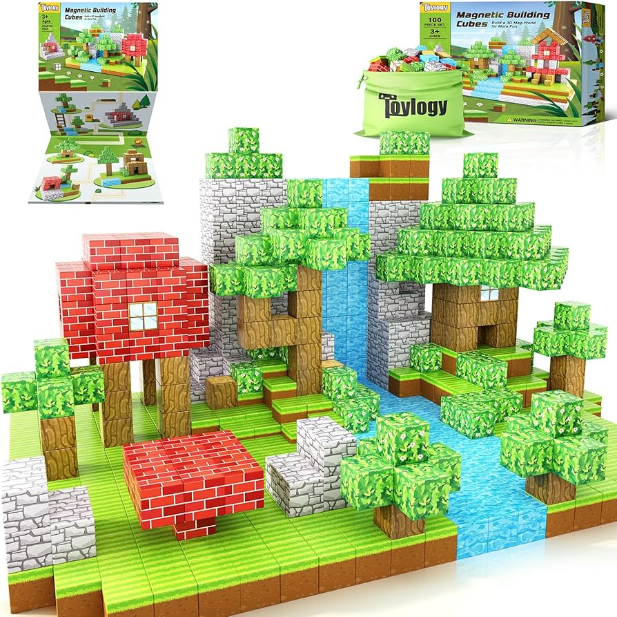 100PCS Magnetic Blocks-Build Mine Magnet World Set for Boys & Girls Age 3-5 6-8, STEM Sensory Toy... | Amazon (US)
