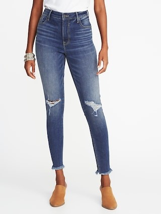 High-Rise Secret-Slim Pockets Raw-Edge Rockstar Ankle Jeans for Women | Old Navy US