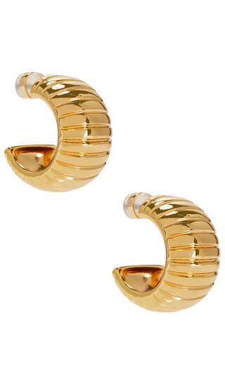 Luv AJ Remy Ridged Hoops in Metallic Gold. | Revolve Clothing (Global)