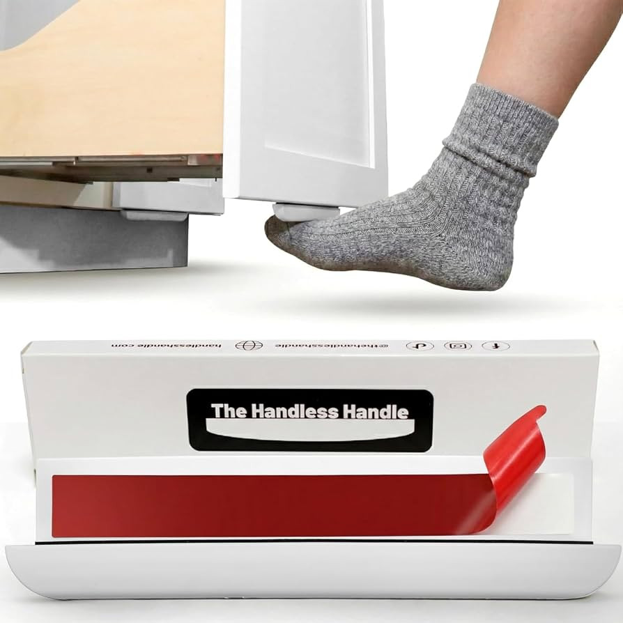 The Handless Handle \u2013 8" Ergonomic Foot Pull for Kitchen Trash & Cabinet Drawers | Hands-Fre... | Amazon (US)