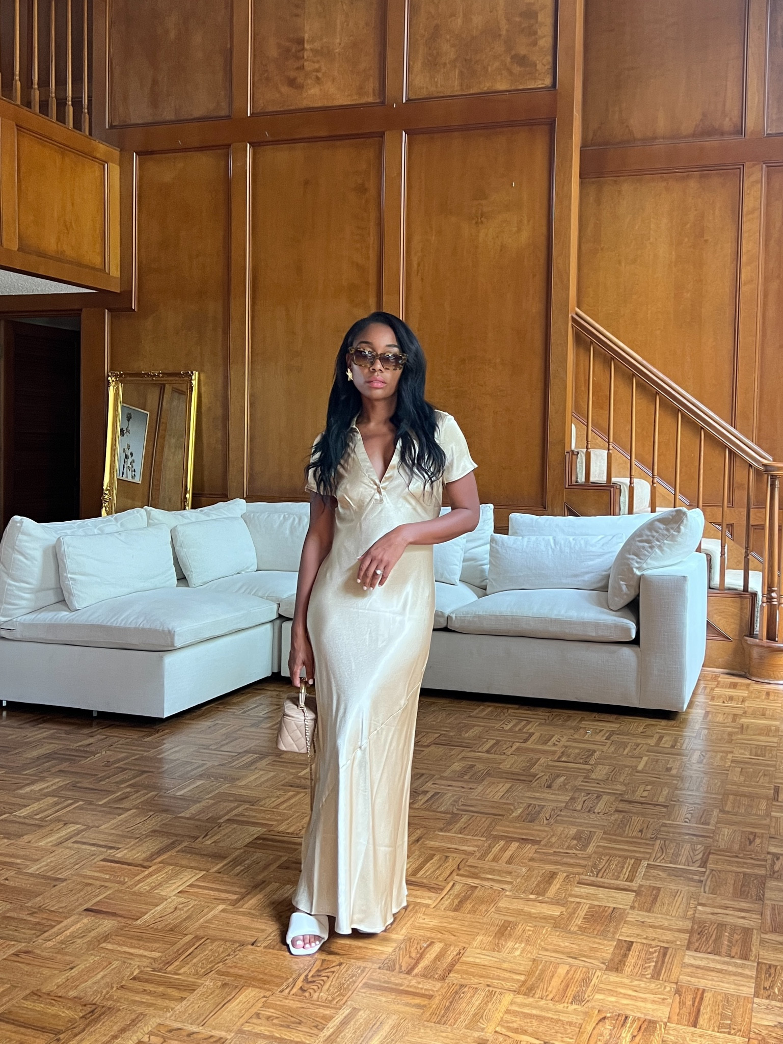 Gold / cream maxi slip dress with collar - wedding guest 

#LTKFind #LTKwedding #LTKstyletip