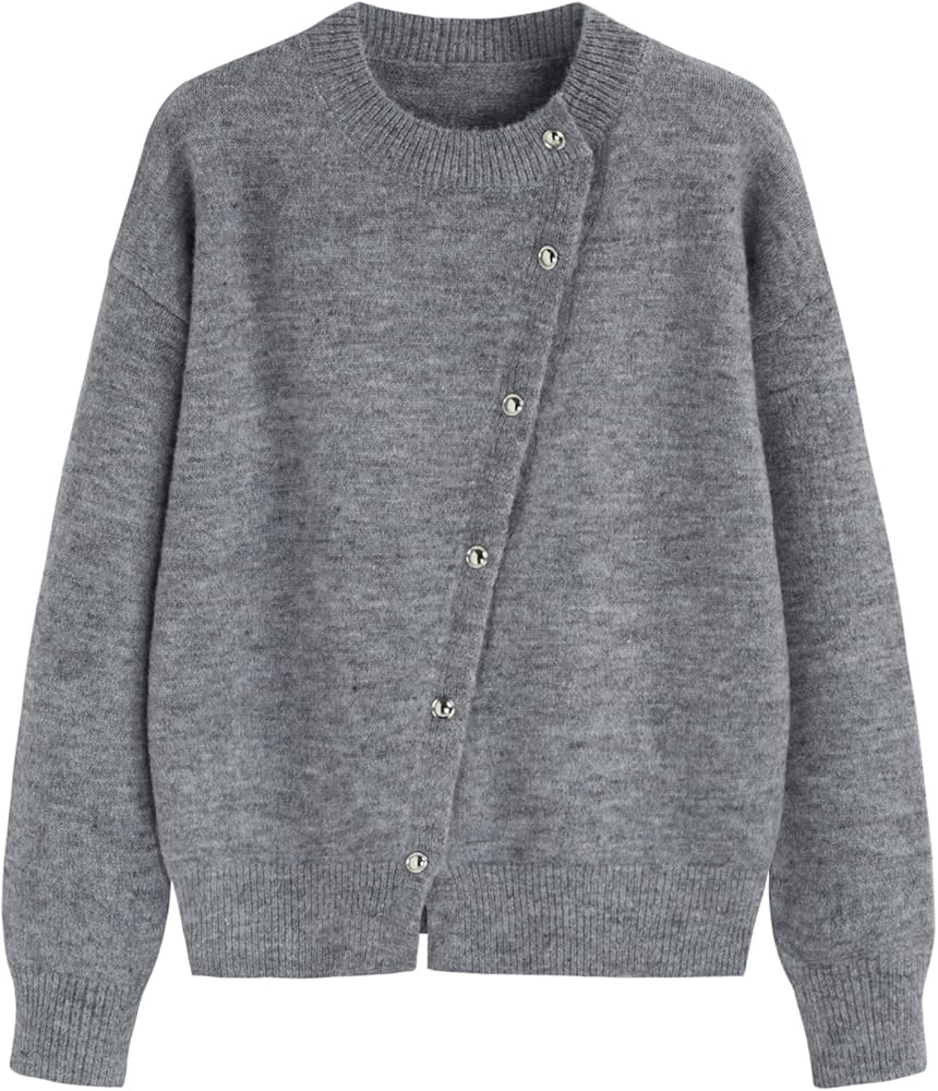 CIDER Womens Wool Blend Knit Cardigan Trendy Crew Neck Button Down Long Sleeve Cozy Fall Fashion ... | Amazon (US)