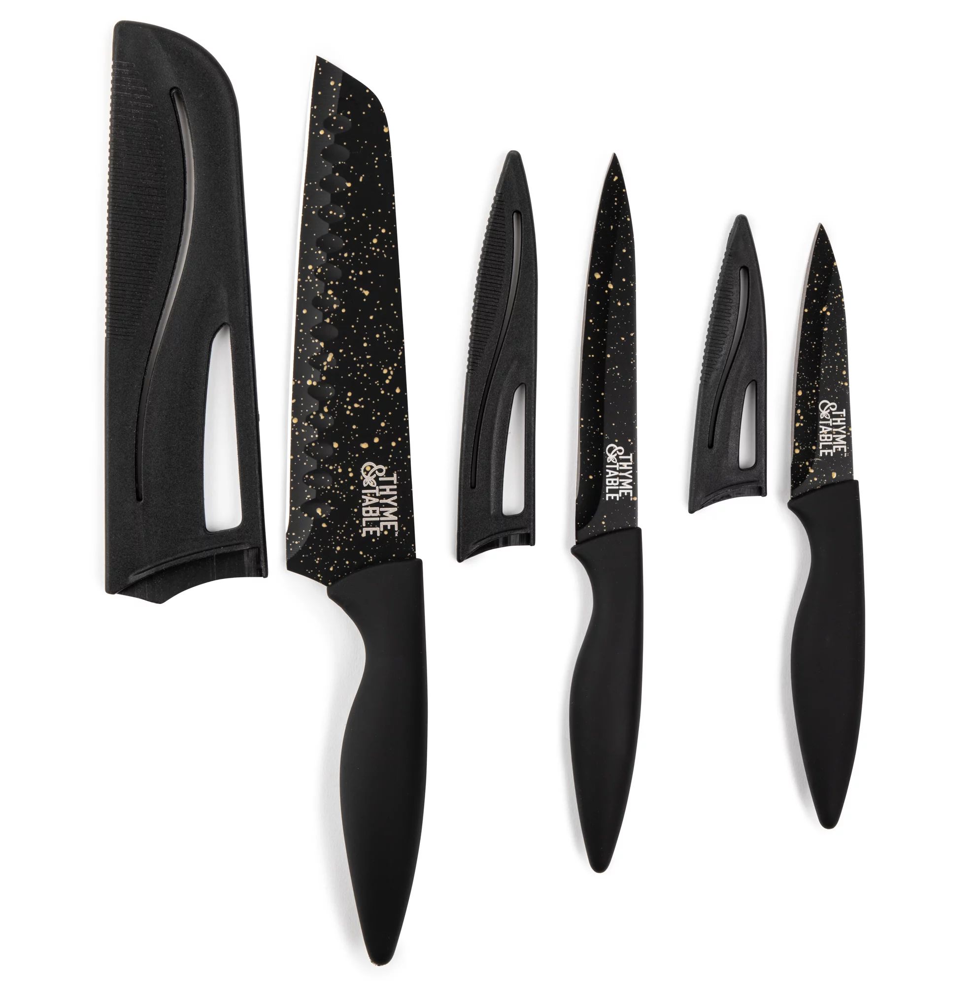 Thyme & Table Non-Stick Coated High Carbon Stainless Steel Speckled Kitchen Knives, 3 Piece Set -... | Walmart (US)