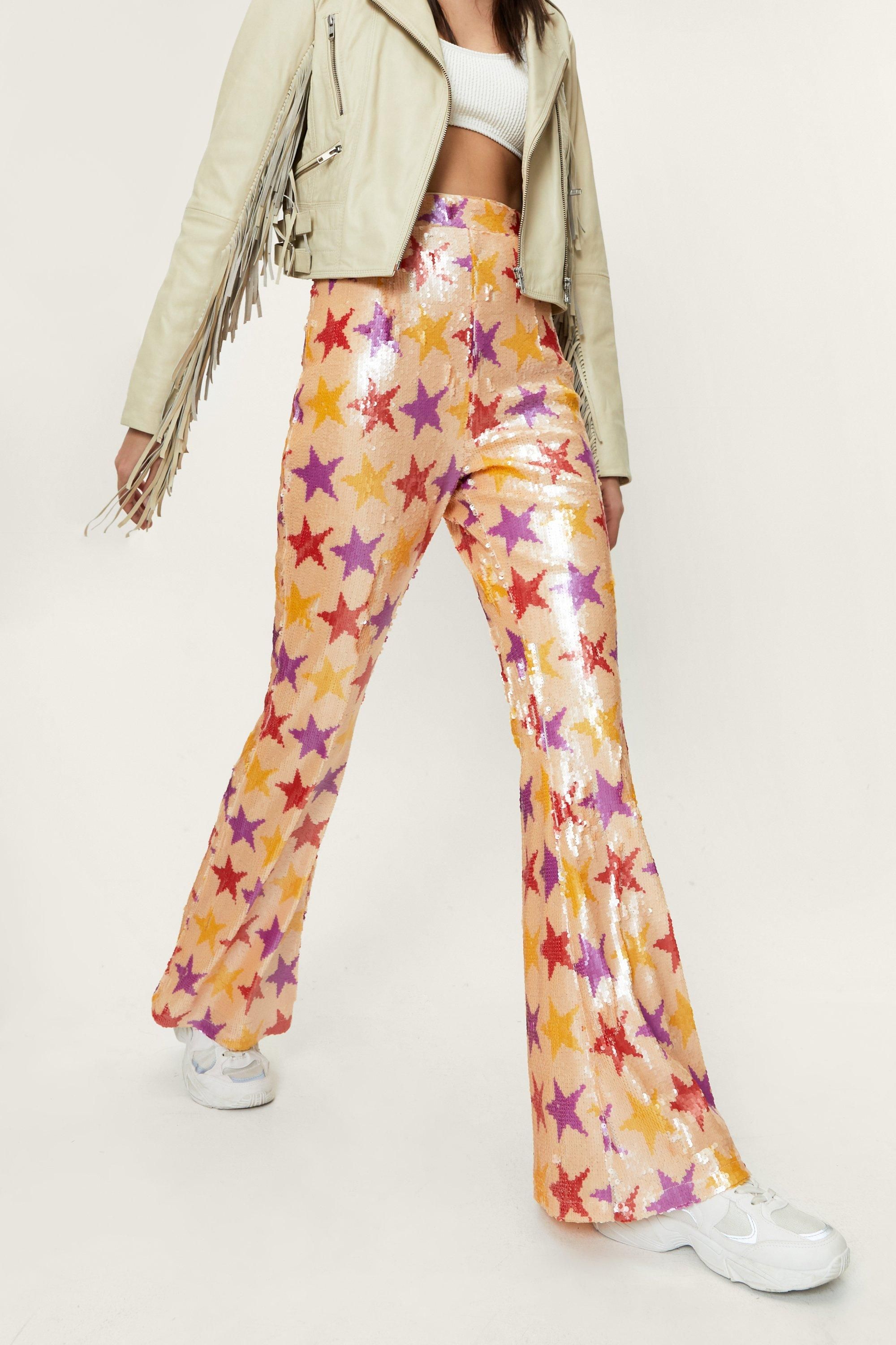 Sequin Star Detail Fit and Flare Pants | Nasty Gal (US)