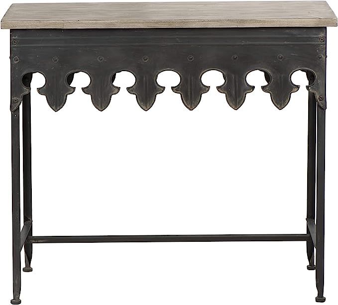 Creative Co-op EC0118 Metal Scalloped Edge Table Wood Top, Distressed Dark Grey | Amazon (US)