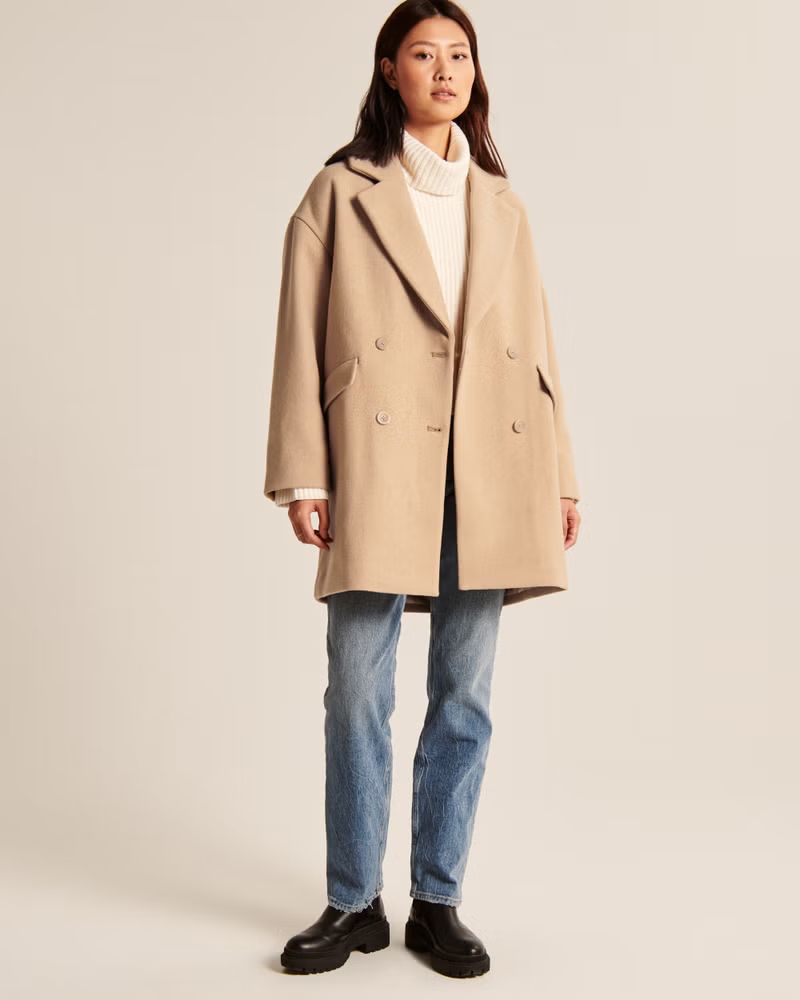 Women's Short Wool-Blend Coat | Women's Coats & Jackets | Abercrombie.com | Abercrombie & Fitch (US)