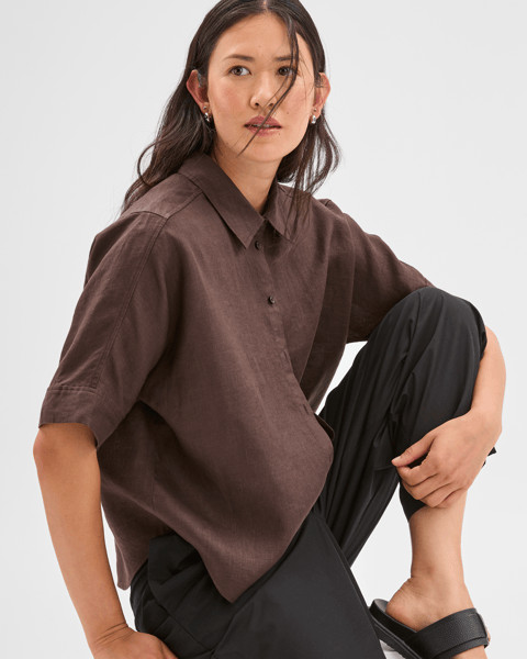 European Linen Boxy Shirt - Brunette | Target AU