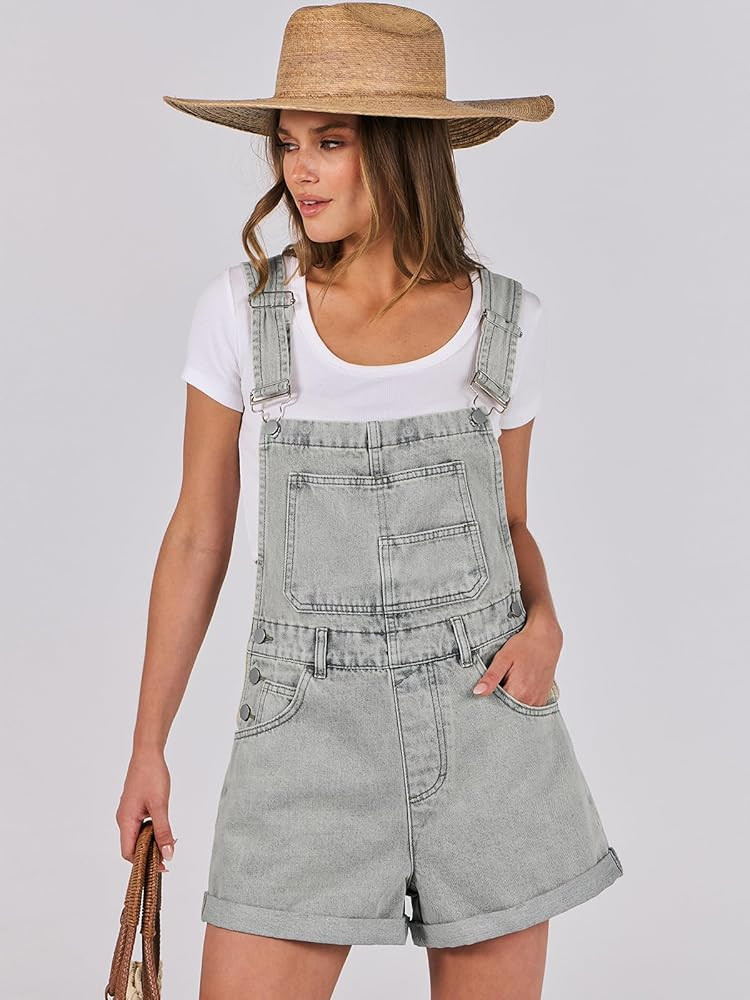 ANRABESS Overalls for Women Denim Shorts Overalls 2025 Summer Casual Loose Fit Adjustable Rompers... | Amazon (US)