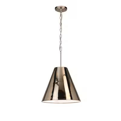 allen + roth  Adele Polished Nickel Industrial Cone Pendant Light | Lowe's