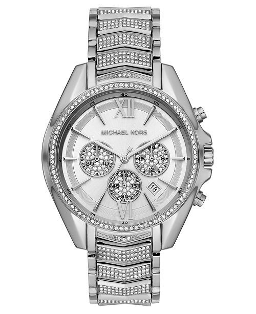 Michael Kors Women's Chronograph Whitney Stainless Steel Pavé Bracelet Watch 45mm  & Reviews - W... | Macys (US)