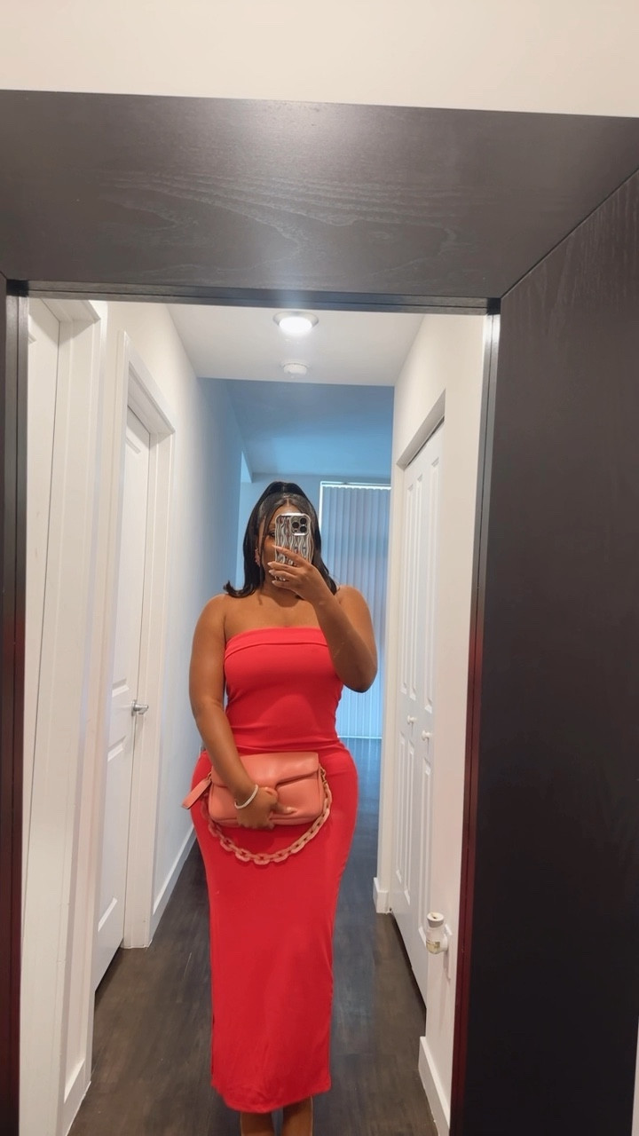 Brunch outfit  wearing a medium in the dress. Pink dress, strapless dress, Coach tabby, pink purse, midi dress, 

#LTKSpringSale #LTKstyletip #LTKfindsunder50