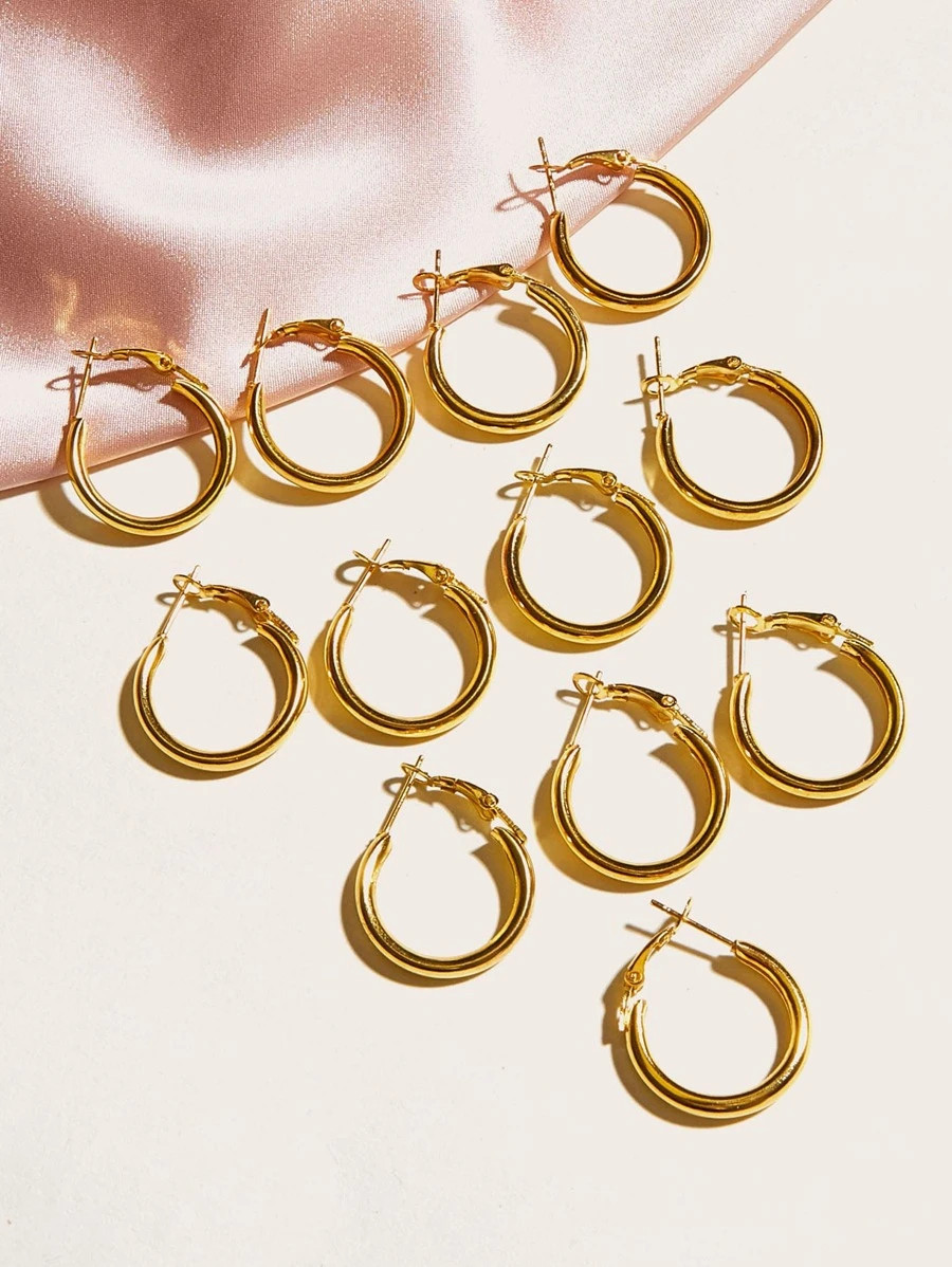 6pairs Simple Hoop Earrings | SHEIN