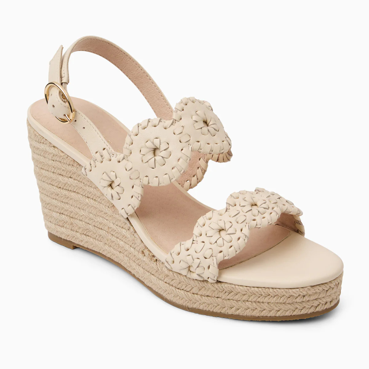 Jack Rogers Laurin Wedge Heels — Ivory Nappa Leather | Jack Rogers