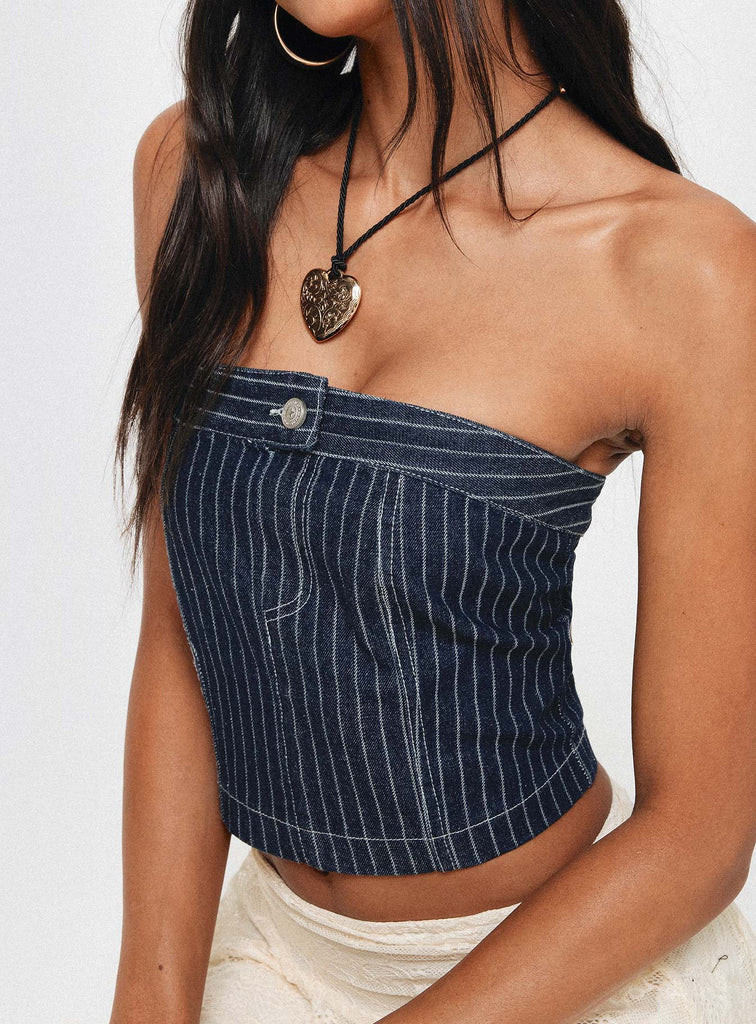 Grier Strapless Denim Top Indigo | Princess Polly US