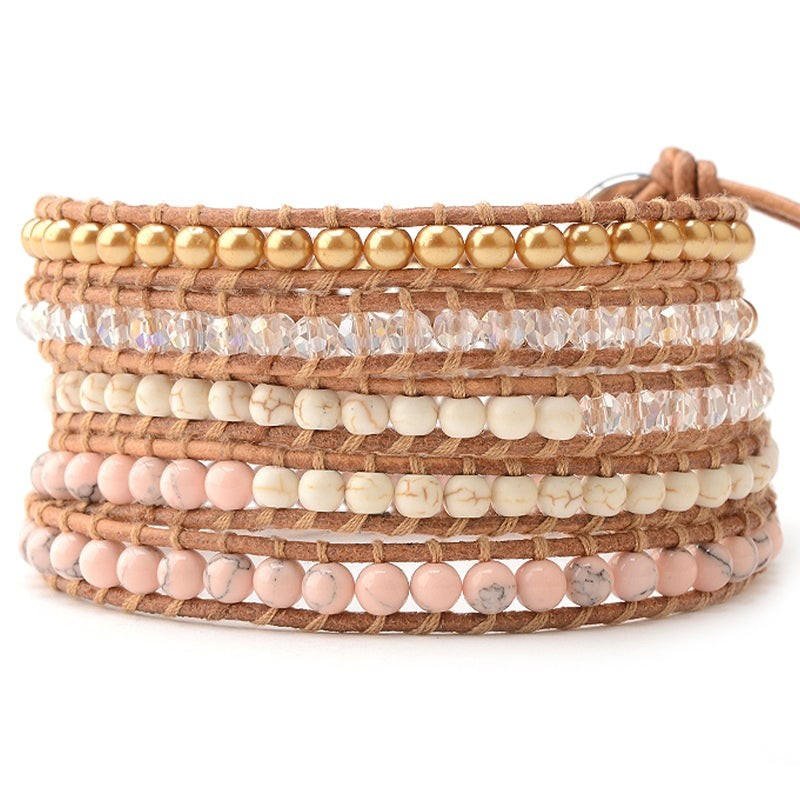 Gold Beads with Blush Tones on Natural | Victoria Emerson
