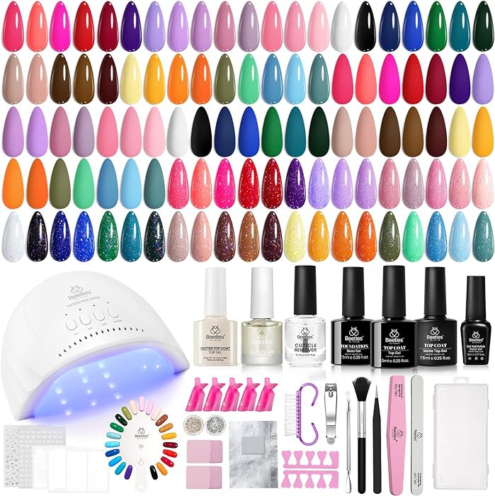 Beetles 69 Pcs Gel Nail Polish Kit with U V Light - 35 Colors Gel Polish Nail Kit with with Base ... | Amazon (US)