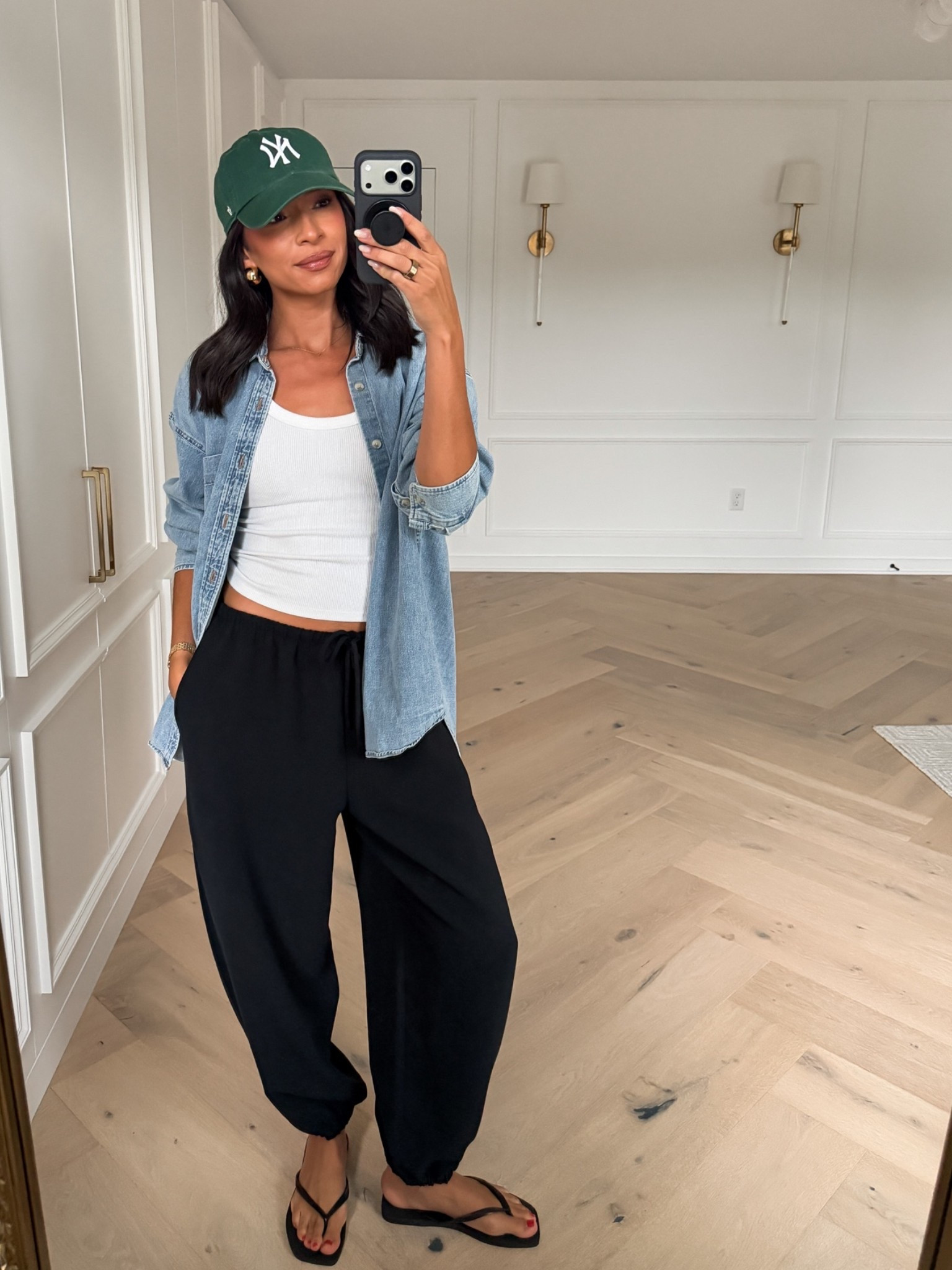 Easy casual outfit that’s postpartum approved! Size S pants, S denim shirt, S tank

#LTKootd #LTKgrwm #LTKmomlife