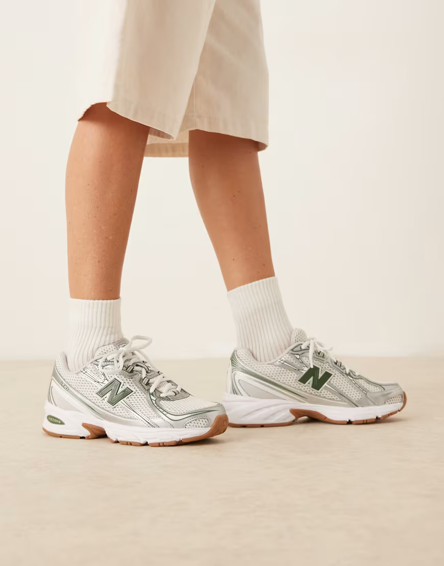 New Balance 740 Unisex sneakers in silver and green | ASOS (Global)