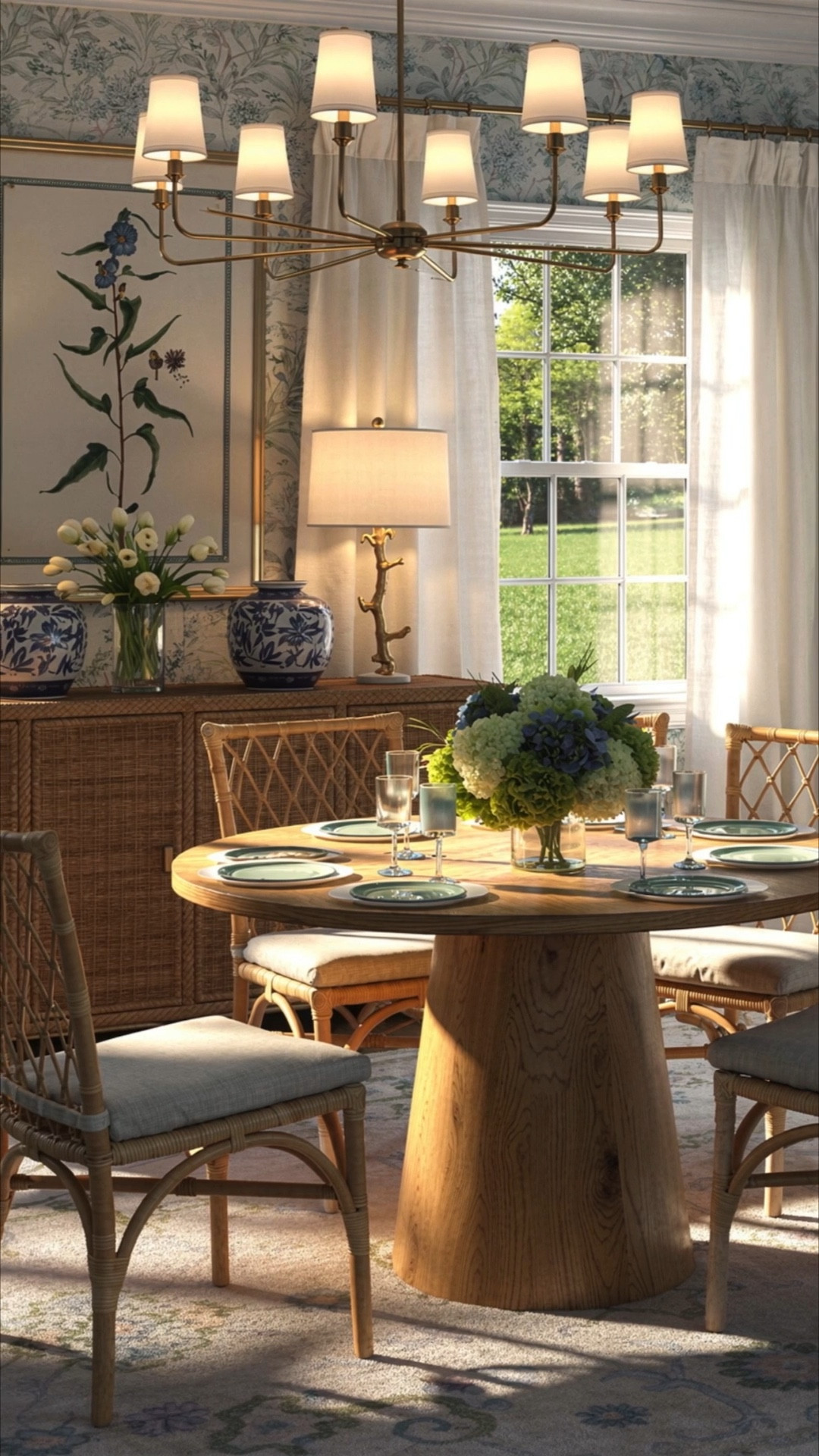 Dining room inspo!! Love this rattan, blue and white dining room design and renders 

#LTKdayinmylife #LTKSaleAlert #LTKHome