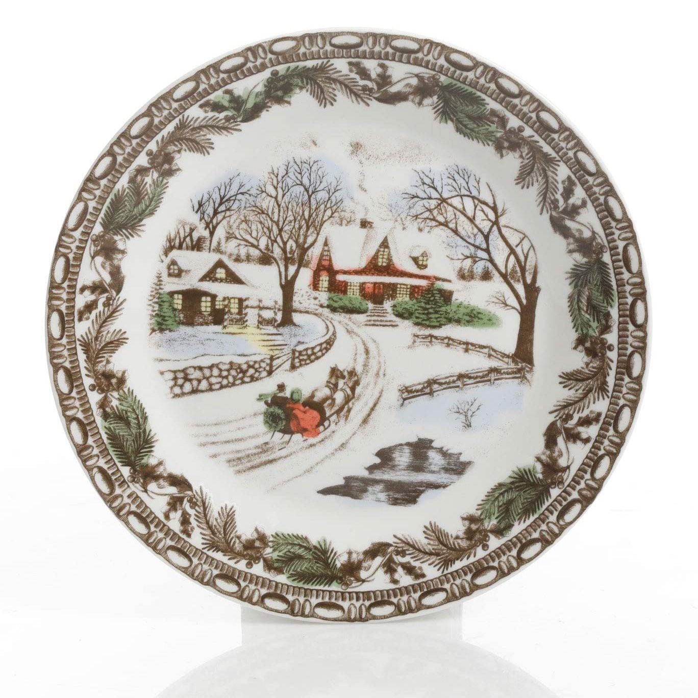 Gibson Home Winter Holiday Toile Stoneware 16-Piece Dinnerware Set, Multicolored | Walmart (US)