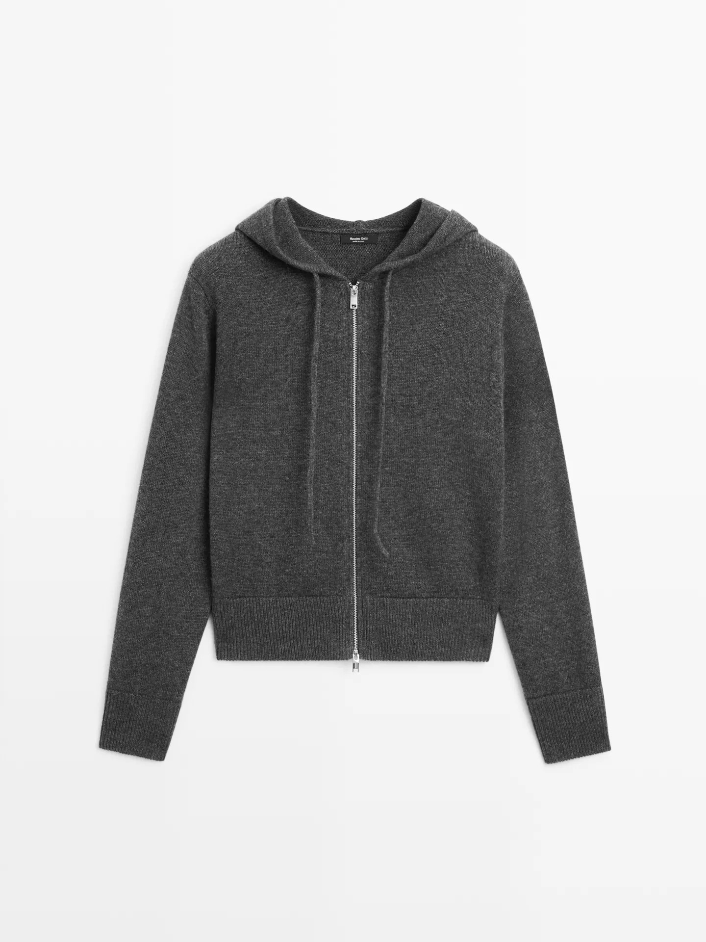 Wool blend zip-up cardigan with hood | Massimo Dutti NL