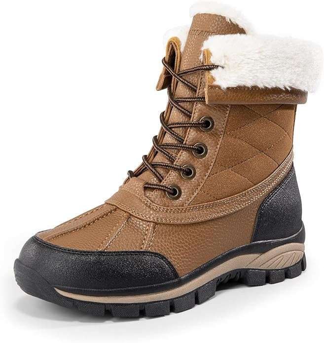 DREAM PAIRS Snow Boots for Women Waterproof Mid Calf Lace Up Duck Boots Warm Faux Fur FuzzyGo Bol... | Amazon (US)