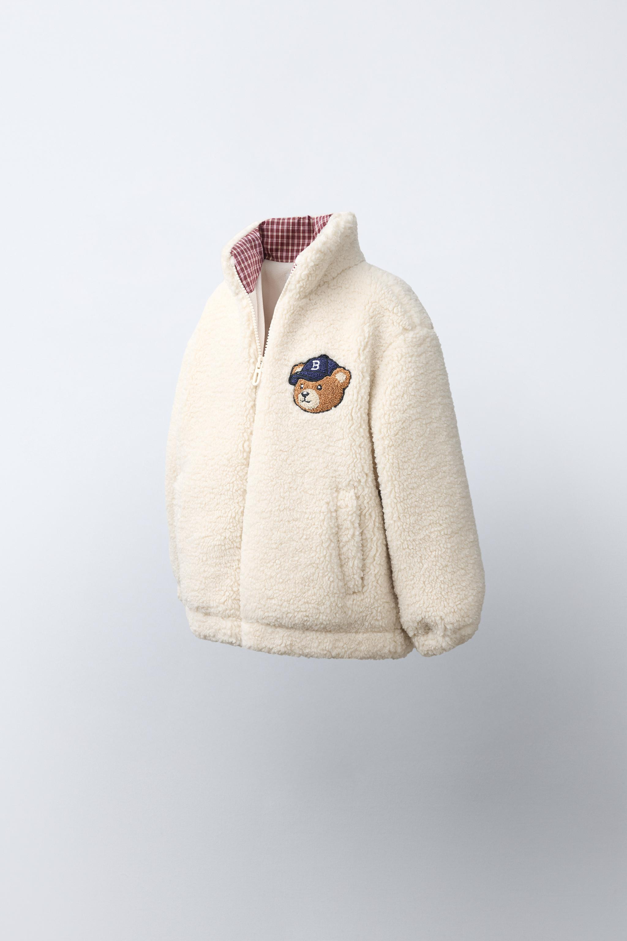 BEAR EMBROIDERY FAUX SHEARLING JACKET | Zara US