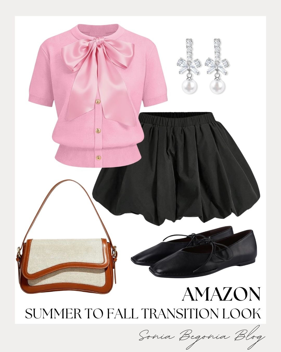 Get ready for the new season with this perfectly styled transitional look from Amazon! This lovely pink short-sleeve cardigan features a gorgeous matching satin neck bow that adds the ultimate feminine touch to your everyday wardrobe. ✨🌸

I paired it with a chic black bubble mini skirt, classic black leather ballet flats, elegant pearl bow earrings, and a neutral shoulder bag.

#LTKstyletip #AmazonFashion #FallTransition #CozyChic #BubbleSkirt #BalletFlats #GirlyStyle #AutumnOOTD #SoniaBegoniaBlog

#LTKootd #LTKSeasonal