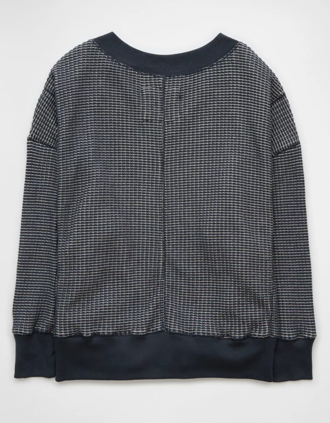 AE Big Hug V-Neck Waffle Navy Sweatshirt | American Eagle Outfitters (US & CA)