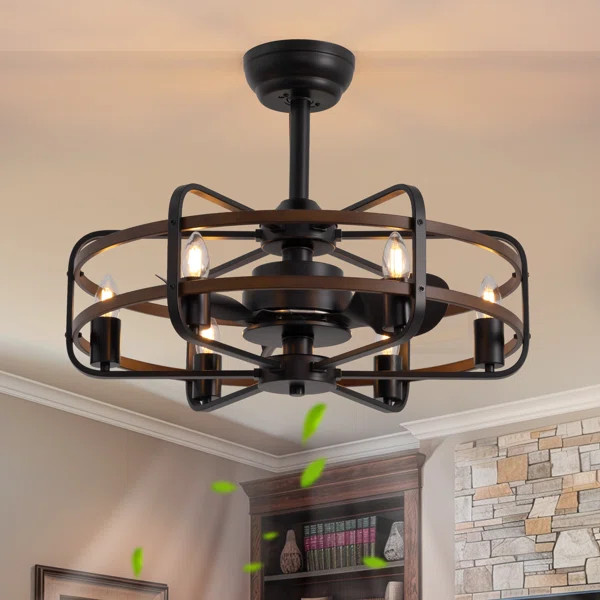 Cantin 24.8" Classic Black Caged Farmhouse Ceiling Fan With Light Kit And Remote Control | Wayfair North America