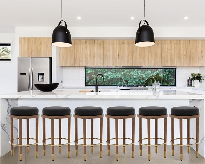 26'' Rustic Backless Bar Stools, Counter Height Chairs Set of 6, Round Kitchen Stools for Island,... | Amazon (US)