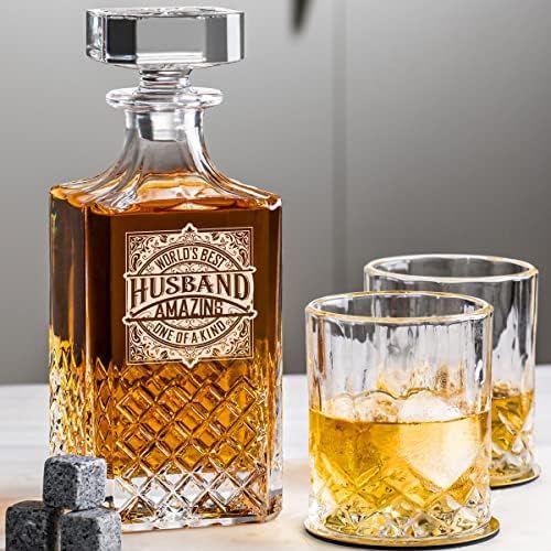 Gifts for Husband – Valentines Day Gifts for Him – Whiskey Decanter Set Gifts from Wife – Unique Hus | Amazon (US)